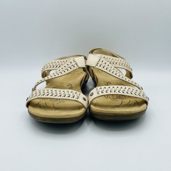 Naturalizer Shoes Womens Size 8.5N Leather Beige Eliora N5 Comfort Sandals Weave - Picture 4 of 11